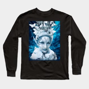 Blue Butterfly Fantasy Face Long Sleeve T-Shirt